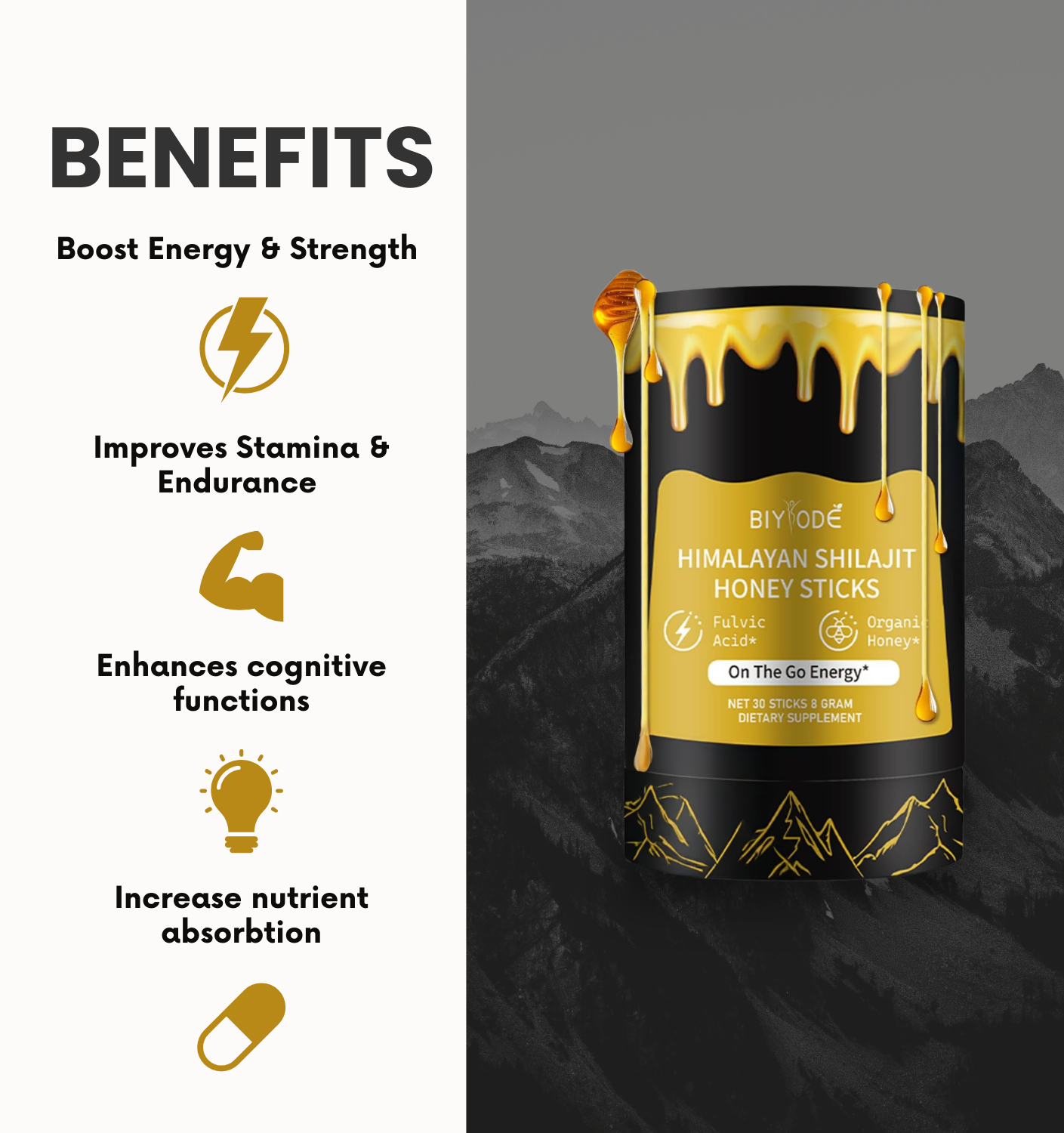 Himalayan Shilajit Honey Sticks with Saffron
