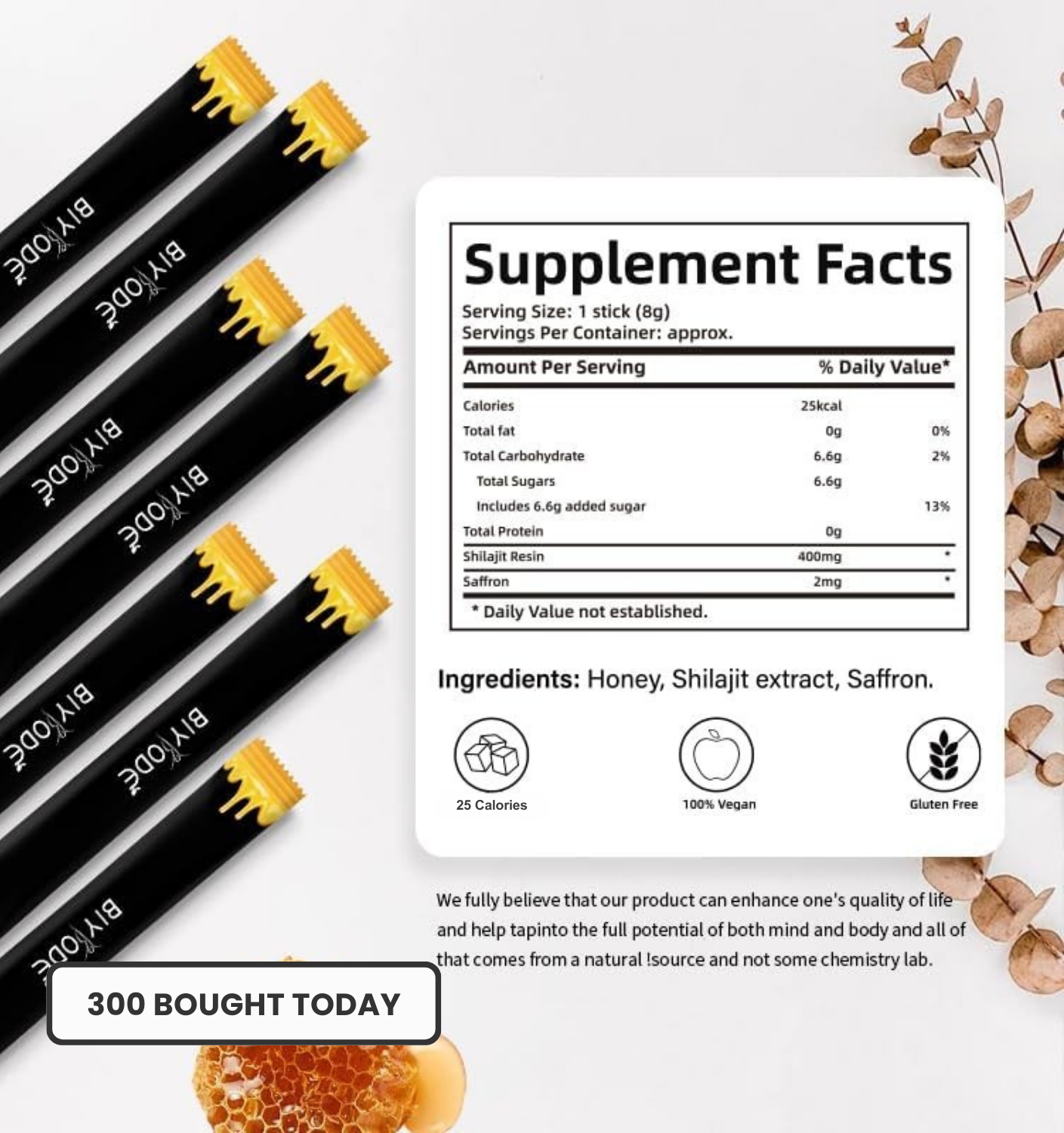 Himalayan Shilajit Honey Sticks with Saffron