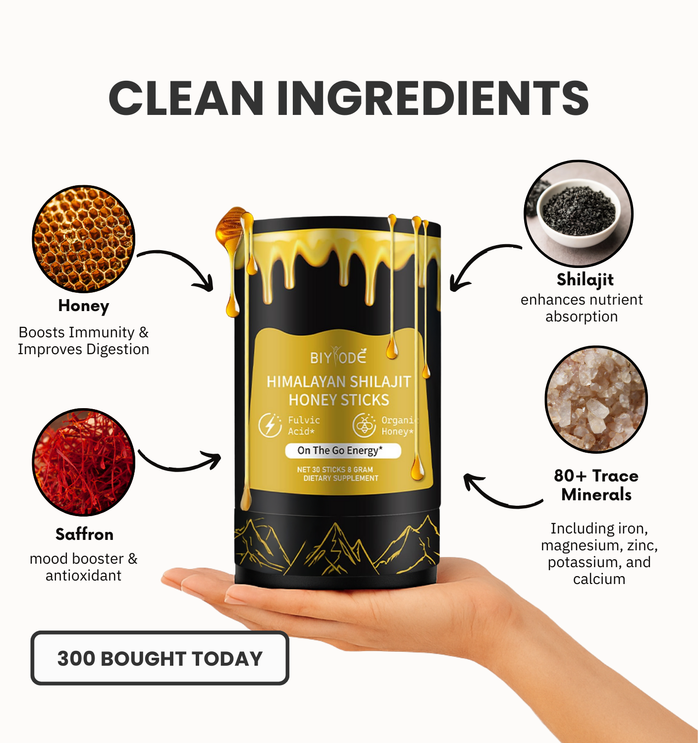 Himalayan Shilajit Honey Sticks with Saffron