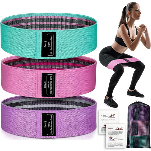 Hip Resistance Bands Set (Green, Pink, Purple)