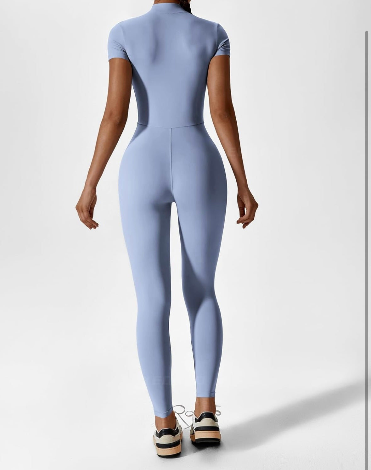 Short Sleeve Zip-Up Pilates Jumpsuit